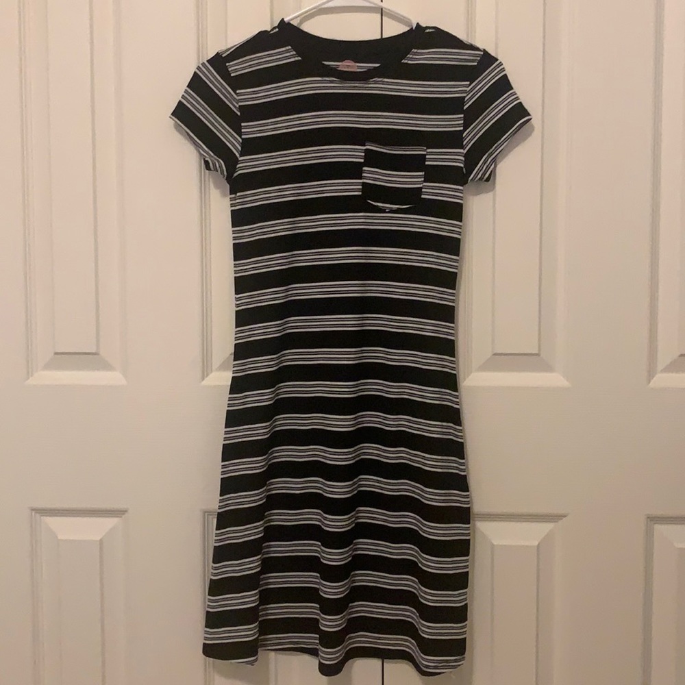 Black and White Striped T-Shirt Dress